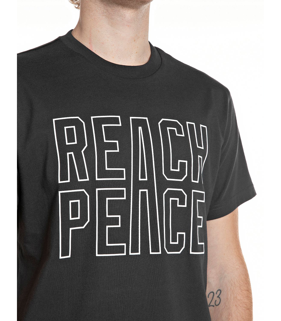 オープンエンドジャージーREACH PEACEプリントTシャツ 詳細画像 ダークグレー 3